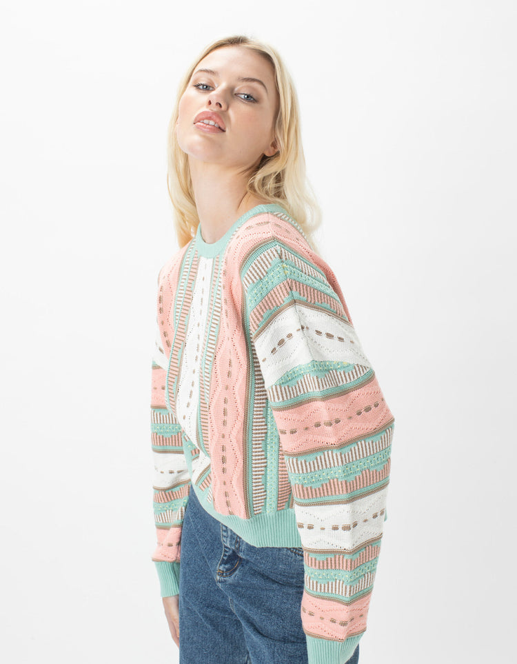 Jacquard Crew Knit Pastel