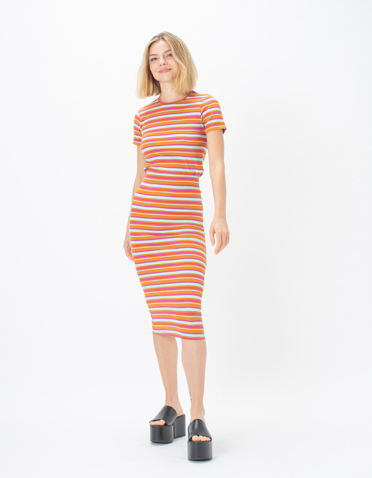 Rib Midi Skirt Barcelona Stripe