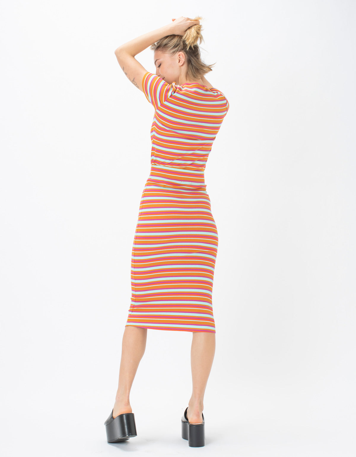 Rib Midi Skirt Barcelona Stripe