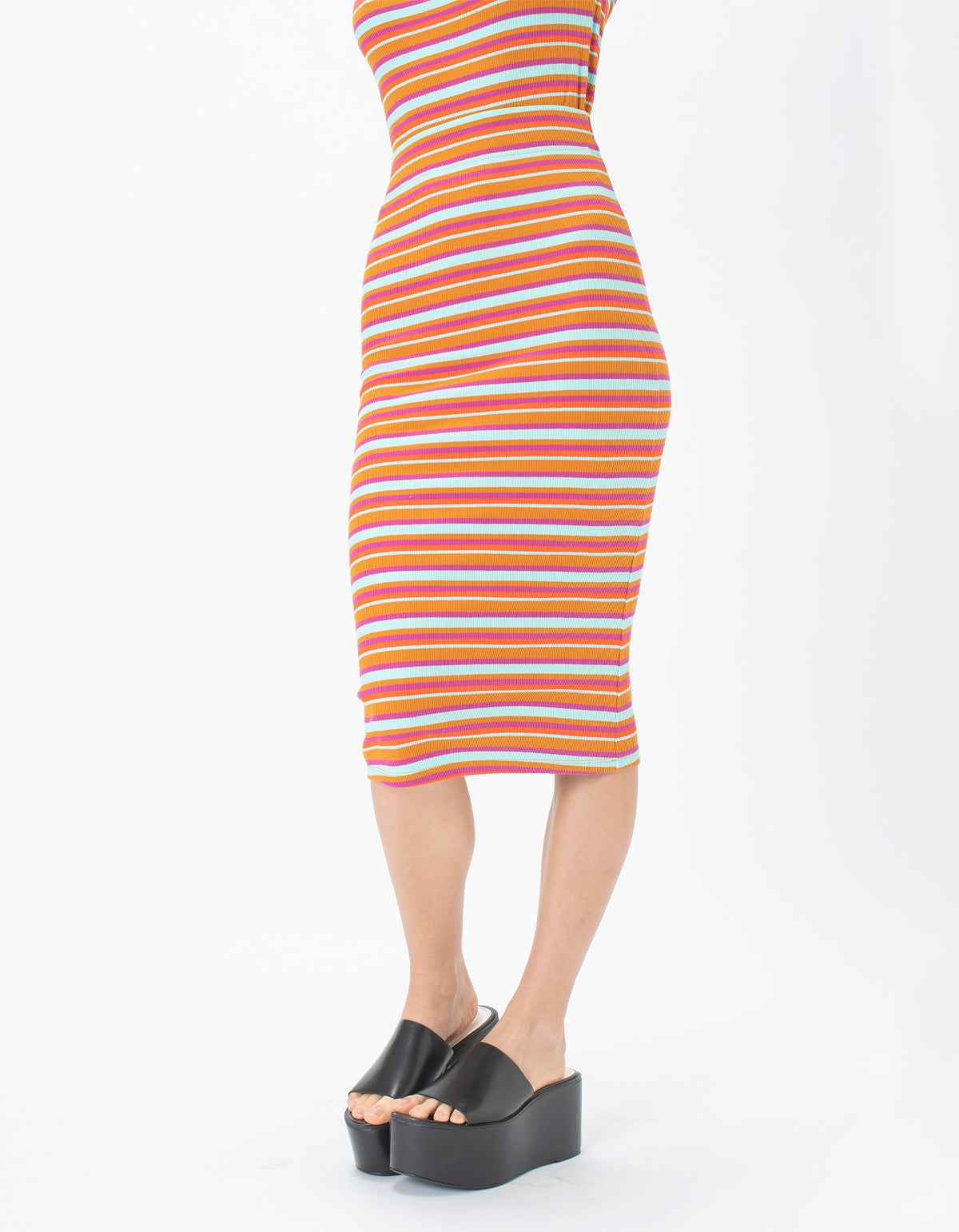 Rib Midi Skirt Barcelona Stripe