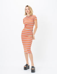 Rib Midi Skirt Barcelona Stripe