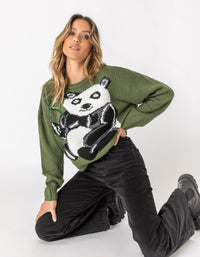 Crew Knit Panda Green