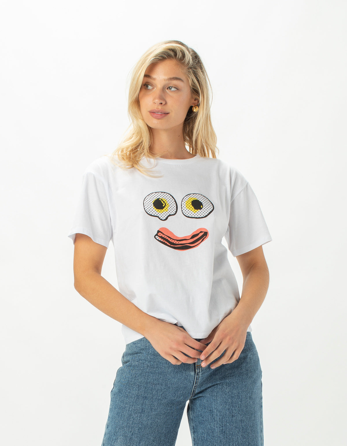 Breakfast Sunday Tee White