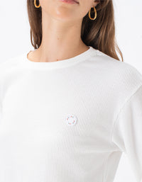 Badge Waffle Crop LS Tee