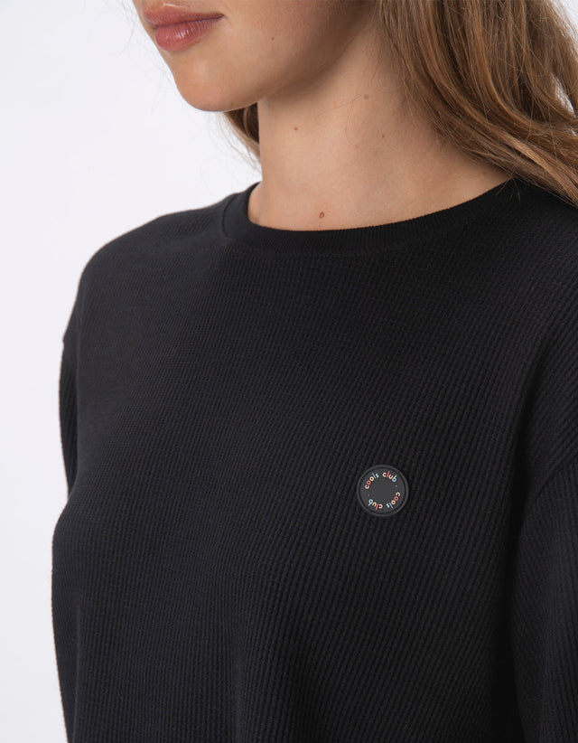 Badge Waffle Crop LS Tee