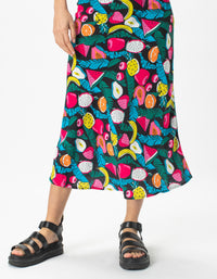 Bias Cut Midi Dress Black Fruit