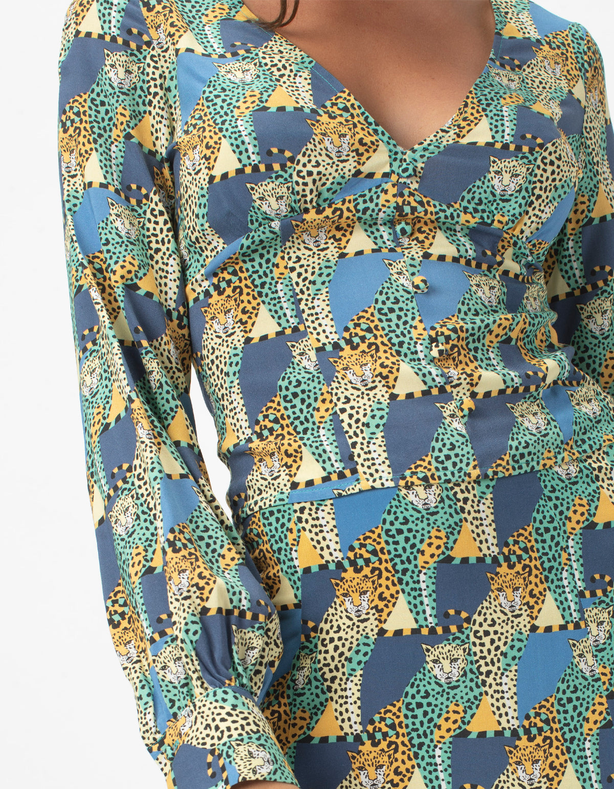 V Neck Blouse Loungin Leopard