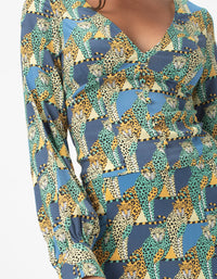 V Neck Blouse Loungin Leopard