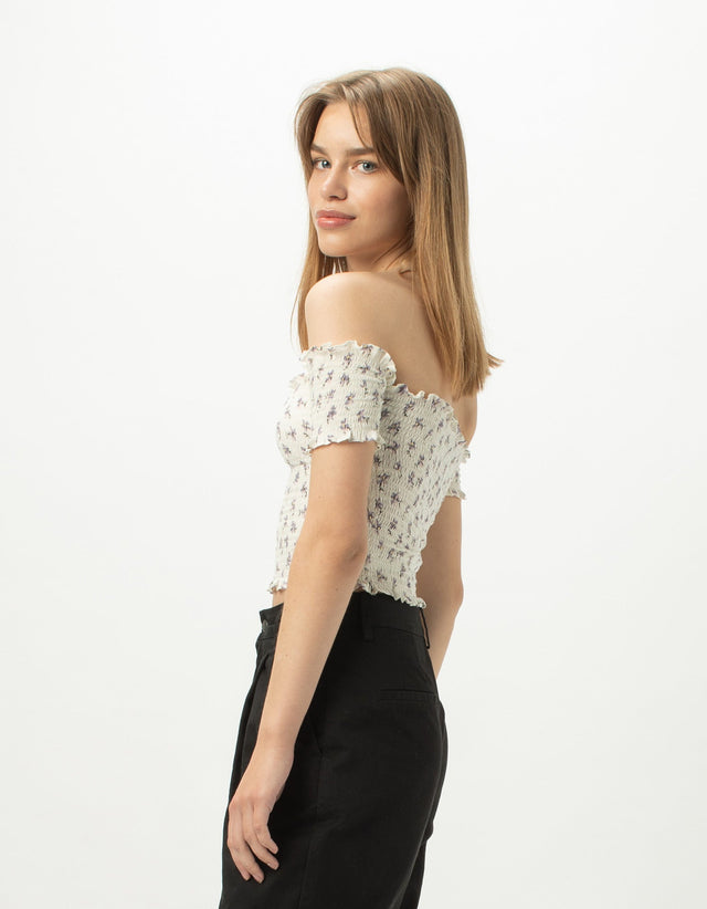 Gather Top White Floral