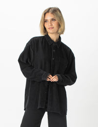 Corduroy Club Long Sleeve Shirt Black