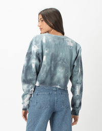 Cropped Crew Blue Tie Dye