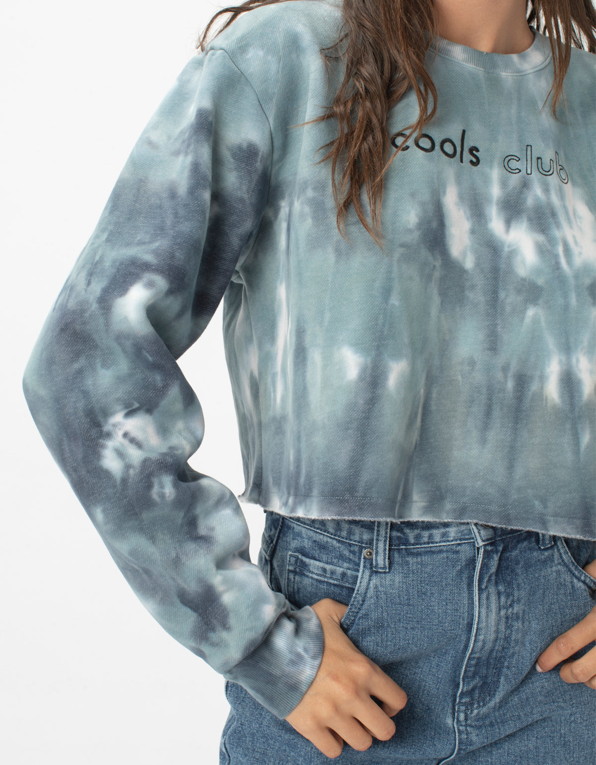 Cropped Crew Blue Tie Dye