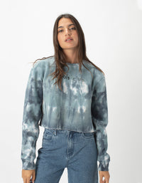 Cropped Crew Blue Tie Dye