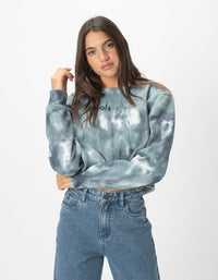 Cropped Crew Blue Tie Dye