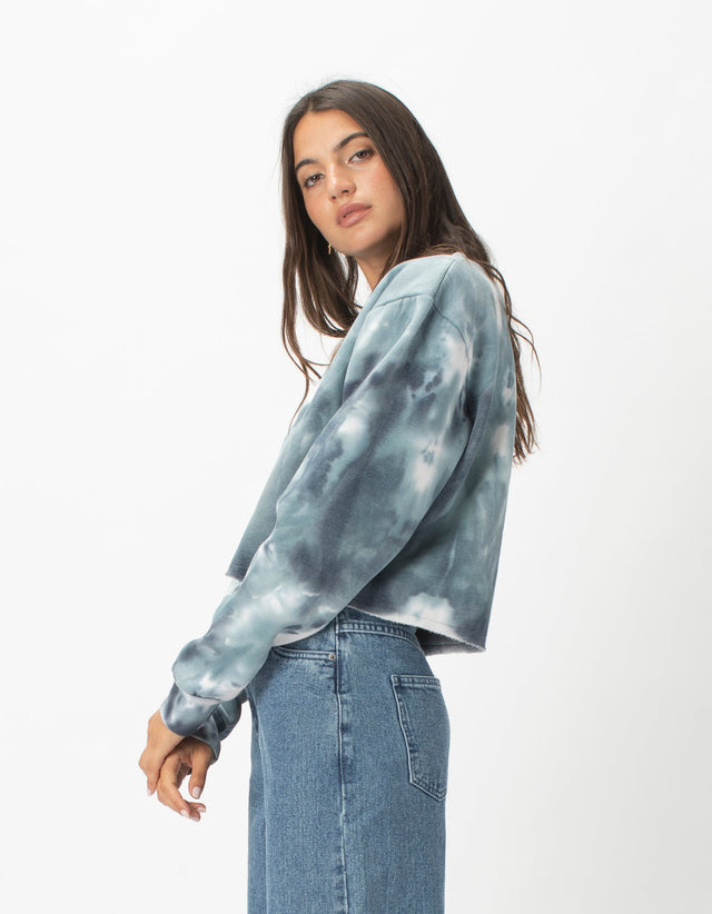 Cropped Crew Blue Tie Dye