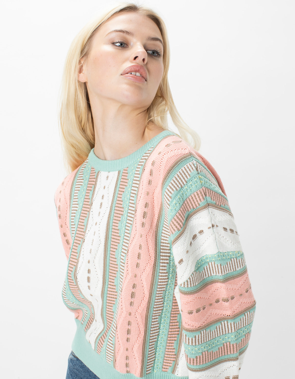 Jacquard Crew Knit Pastel