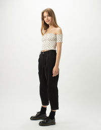 High Rise Pleat Pant Black