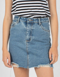 High Rise Jean Skirt Rebel Rinse