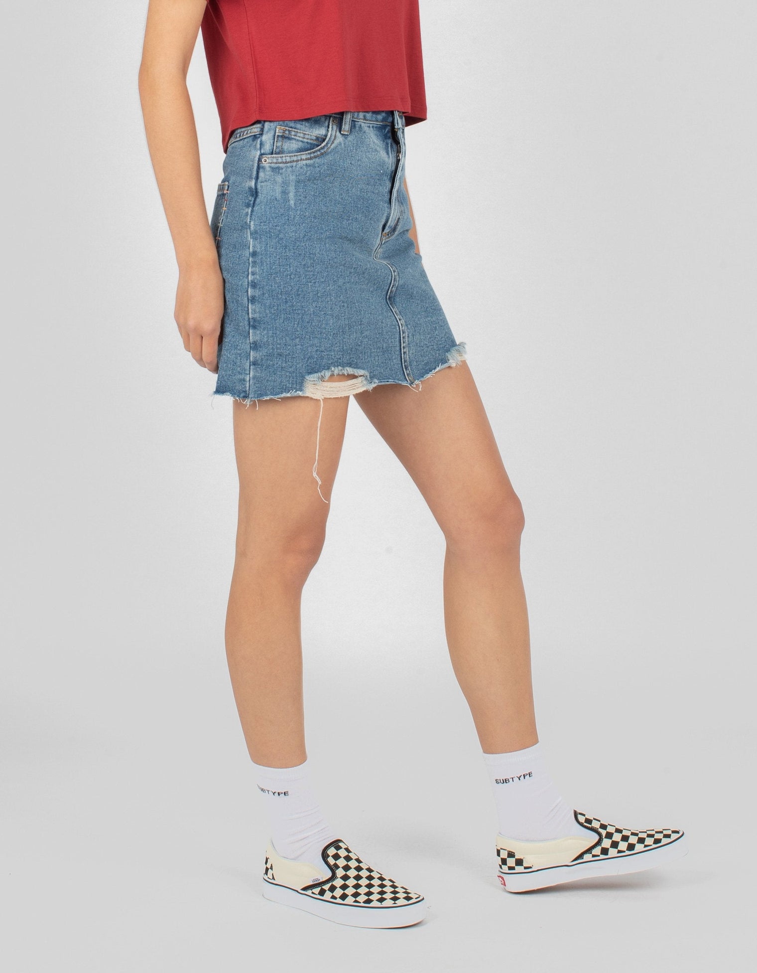 High Rise Jean Skirt Rebel Rinse