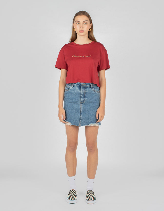 High Rise Jean Skirt